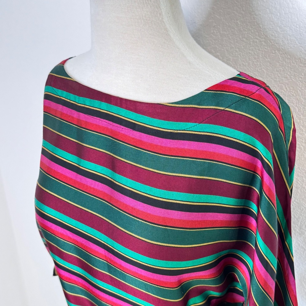 TRINA TURK Women On the Rocks Stripe Boat Neck Top Size S Red Pink Holiday Party - Picture 5 of 12